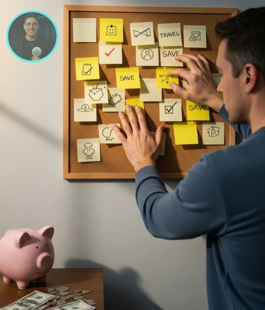 Persona escribiendo metas financieras como una de las mejores maneras de ahorrar.