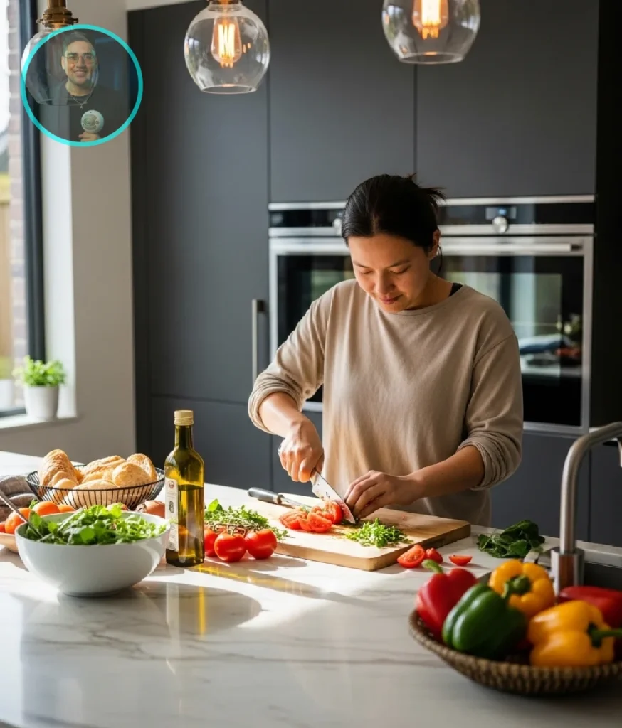 Persona preparando comida en casa como parte de las mejores maneras de ahorrar.