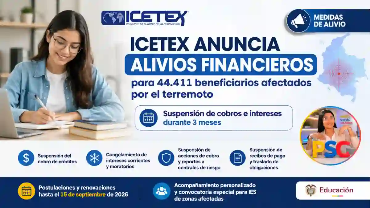 ICETEX anuncia alivios para 44.411 beneficiarios afectados por el terremoto estas son las medidas