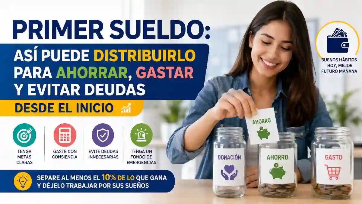 Primer sueldo así puede distribuirlo para ahorrar, gastar y evitar deudas desde el inicio
