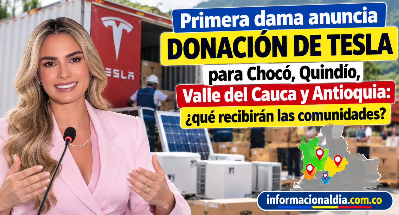 Primera dama anuncia donación de Tesla para Chocó, Quindío, Valle del Cauca y Antioquia ¿qué recibirán las comunidades
